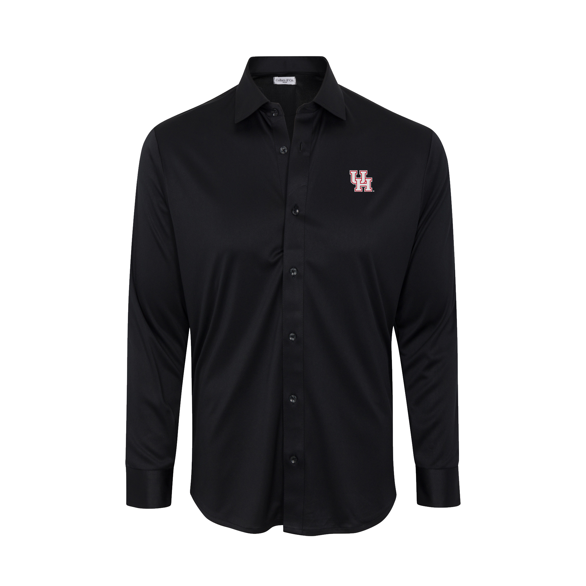 Houston Quattro Flex Dress Shirt with Semi-Spread Collar Black